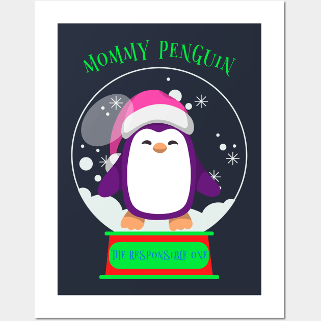 Matching Christmas Family, Penguin Mommy Wall Art by Feminist Foodie